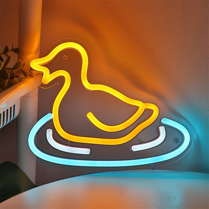 Brighten Your Space: Swimming Duck In Pool Pond LED Neon Sign - Perfect for Home Decor, Bars, and Outdoor Celebrations.