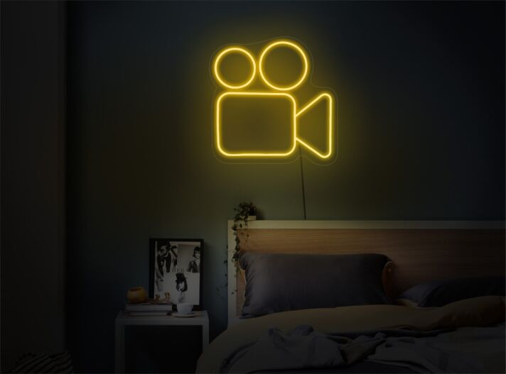 Capture the perfect ambiance in your bar, studio, or home cinema with the Video Camera LED Neon Sign.