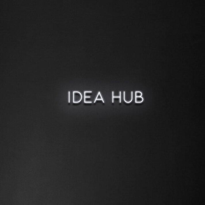 'Idea Hub' neon sign
