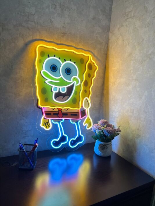 Brighten Up Your Space: Spongebob Squarepants UV X Neon Artwork Nautical Delight Perfect for Bars, Themed Parties, and Playrooms.
