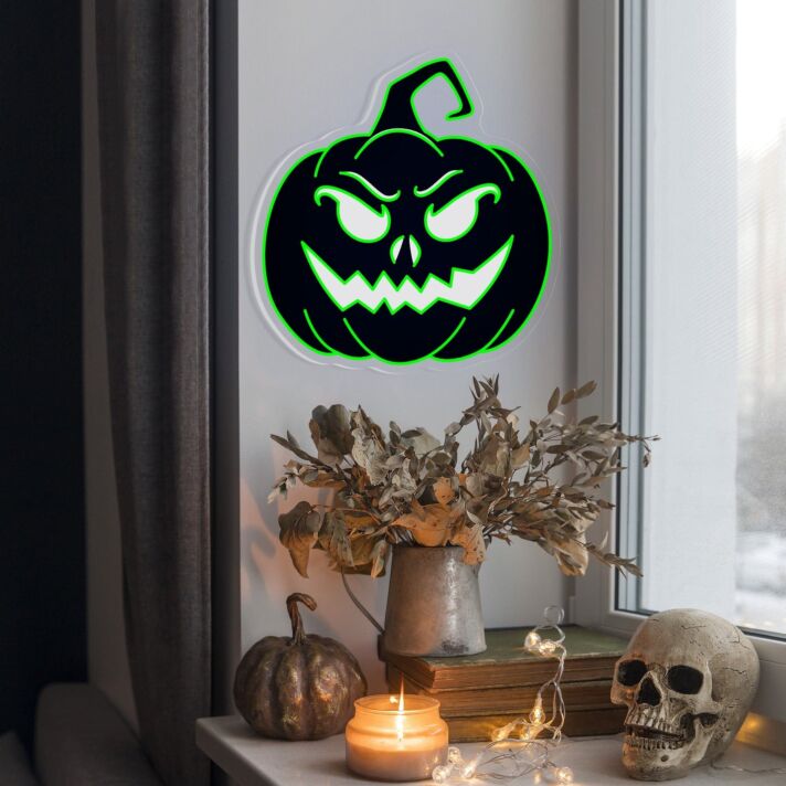Bring a Spooky Glow to Your Halloween Festivities with the Devil Face Pumpkin Neon Sign - Perfect for Home, Storefronts, and Theme Parties.