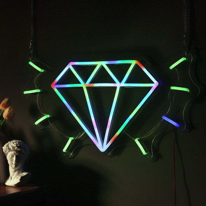 Brighten Up Your Space: Diamond Magic Led Neon Sign for Room, Perfect for Office, Bar, Weddings, and Celebratory Events.