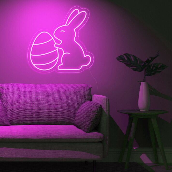 Brighten Up Your Easter Celebrations and Kids' Rooms with the Easter Eggs Bunny Cute Neon Sign.