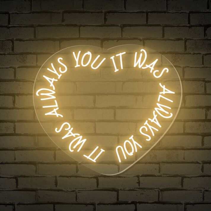 Brighten Your Wedding and Home Ambiance with the "It Was Always You Words Heart" Neon Sign