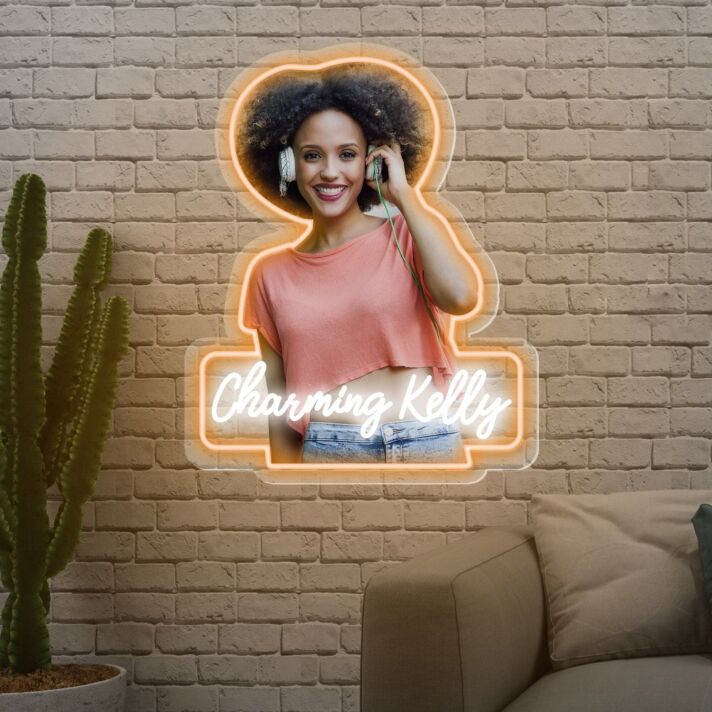 Brighten up every celebration and space, from weddings to your home office, with the Photo Words Personalized UV Neon Sign.