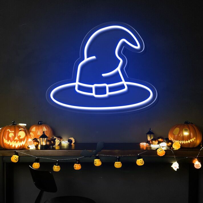 Brighten Up Your Home, Office, or Halloween Event with the Enchanting Wizard Magic Hat Neon Sign.