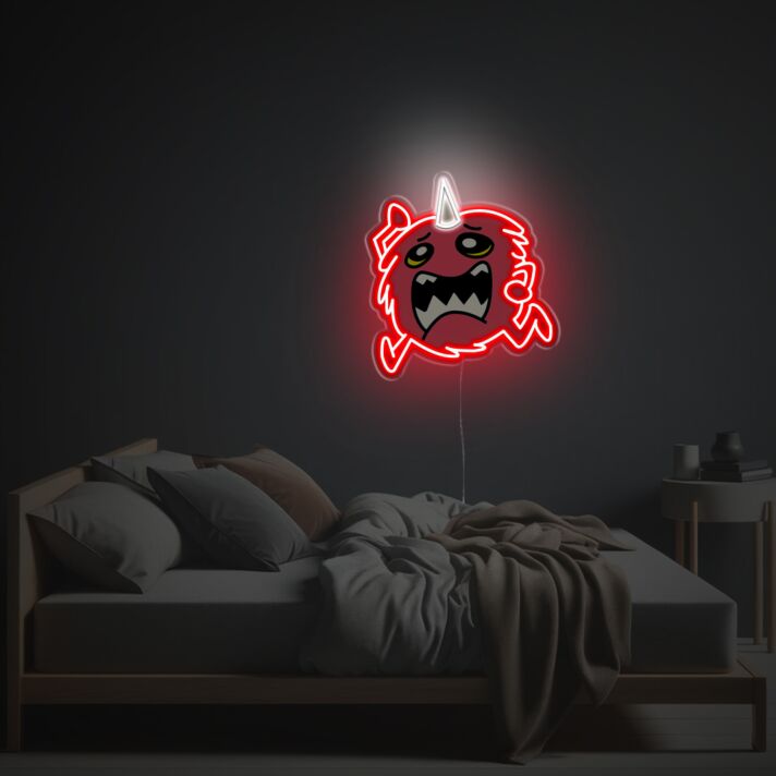 Brighten Up Your Bar, Office, or Bedroom with the Unique Little Red Crying Monster LED Neon Acrylic Artwork.
