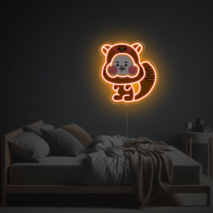 Brighten Your Space: Orange Cheeky Squirrel LED Neon Acrylic Artwork Perfect for Bars, Home Decor, and Special Celebrations.