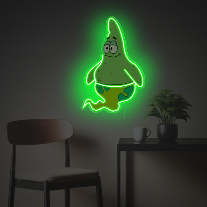 Elevate Your Space: Patrick Ghost LED Neon Acrylic Artwork for Home, Office, and Bar Ambiance.