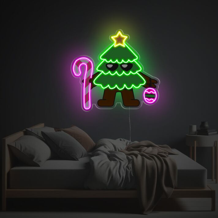 Brighten Up Your Festivities: Standing Christmas Tree Boy LED Neon Acrylic Artwork Perfect for Home Decor, Office Celebrations, and Holiday Parties.