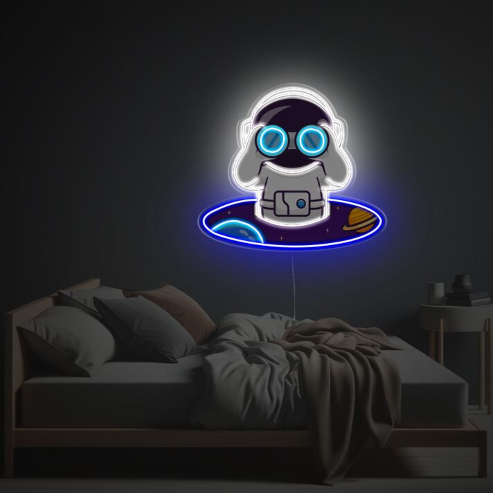 Brighten Your Space Adventure: Watching Astronaut In Space Hole LED Neon Acrylic Artwork Perfect for Bedrooms, Gaming Rooms, and Space-Themed Parties.