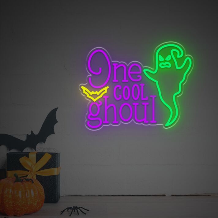 Brighten Up Your Spooky Celebrations and Decor: One Cool Ghoul LED Neon Sign Perfect for Home, Bars, and Halloween Parties.
