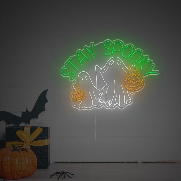 Brighten Up Your Halloween Festivities and Themed Rooms with the Stay Spooky Ghost LED Neon Sign.