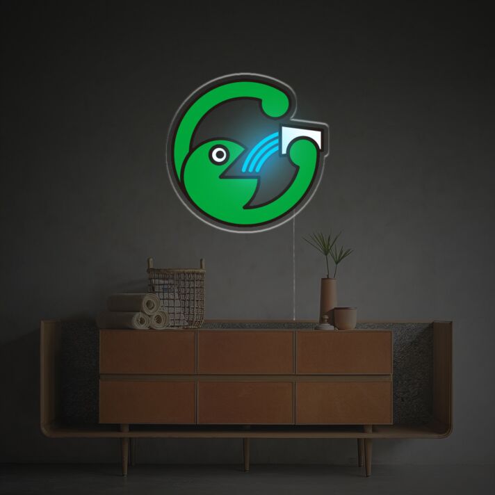 Brighten Up Your Bar or Home Space with Green Guy Drinking Water LED Neon Acrylic Artwork for a Unique Touch.