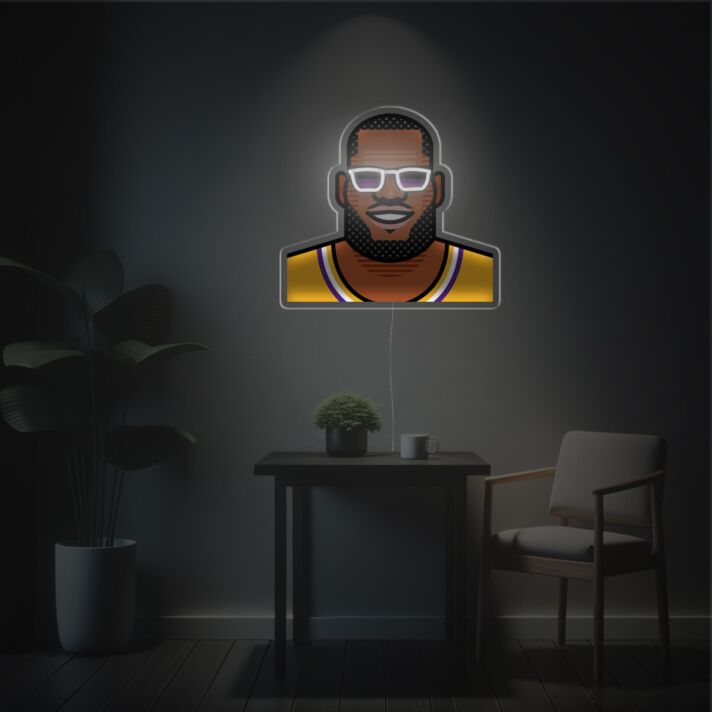 Elevate your space with Leborn James With Sunglasses LED Neon Acrylic Artwork - Perfect for Bars, Game Rooms, and Sports Enthusiast Offices.