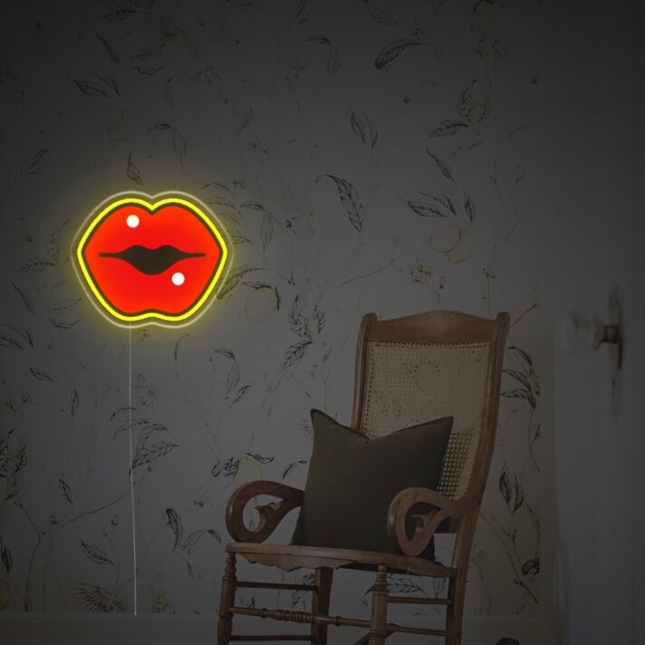 Brighten Your Bar, Bedroom, or Wedding Celebration with Pouty Red Lips LED Neon Acrylic Artwork.