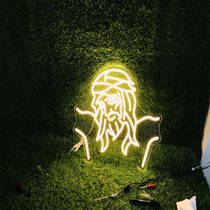 Add a Divine Glow to Your Home, Office, or Worship Space with the Jesus Suffering Yellow LED Neon Sign.
