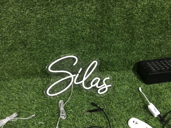 Brighten Up Any Space: Silas White LED Neon Sign for Home Decor, Office Ambiance, and Celebratory Events