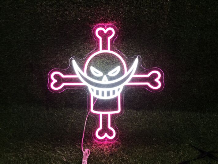 Add a Swashbuckling Glow to Your Bar, Themed Party, or Man Cave with the Pirate Head With Bone Cross LED Neon Sign.