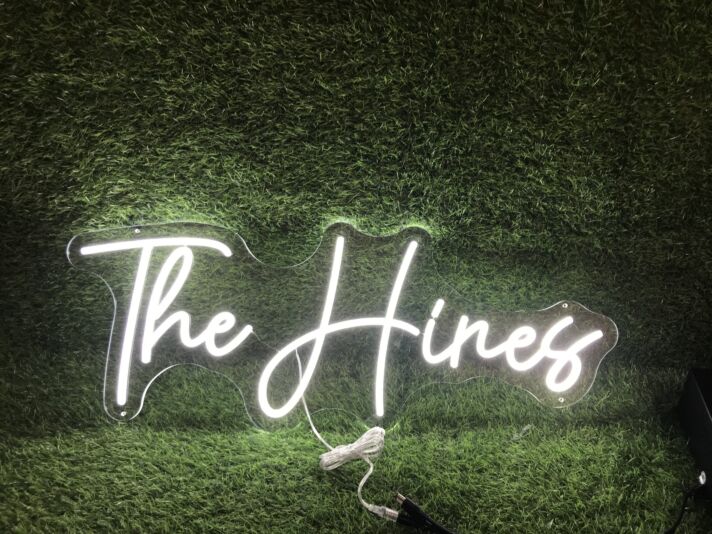 Brighten Up Your Space: The Hines White LED Neon Sign for Home, Office, Bars, and Weddings.