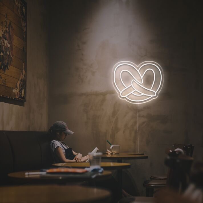 Brighten Up Your Bar, Cafe or Game Room with the Unique Glow of Pretzel LED Neon Sign.