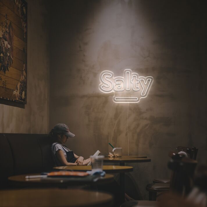Brighten up your bar, cafe, or kitchen with the vibrant glow of Salty LED Neon Sign.