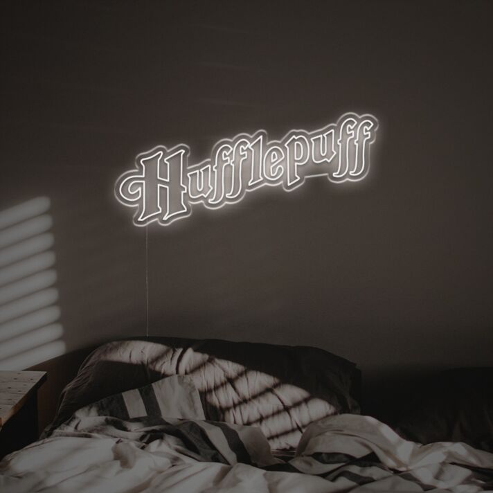 Brighten Your Wizarding World: Hufflepuff LED Neon Sign for Home Decor, Themed Parties, and Dorm Rooms.