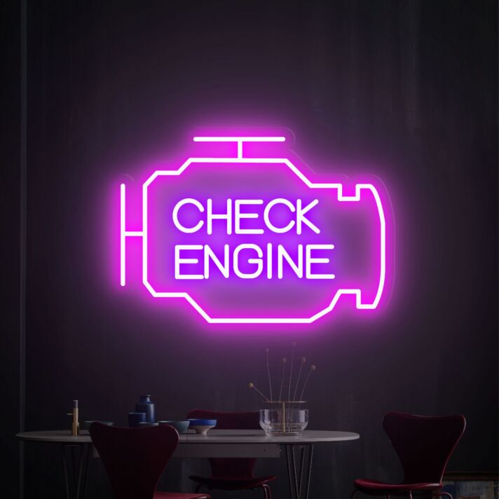 Brighten Up Your Garage, Man Cave, or Next Big Party with the Check Engine Light Neon Sign - The Perfect Gift for Dad and Car Enthusiasts.
