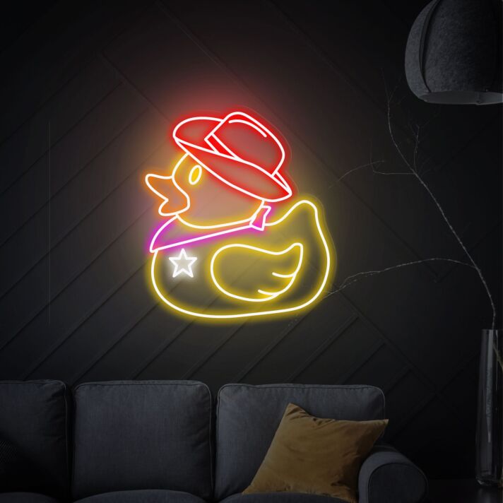Brighten Up Your Space: Perfect for Home Decor, Office Vibes, and Bar Ambiance - Cowboy Duck Led Sign Rubber Duck Neon Sign Duck Led Sign Funny Dusk Neon Sign.