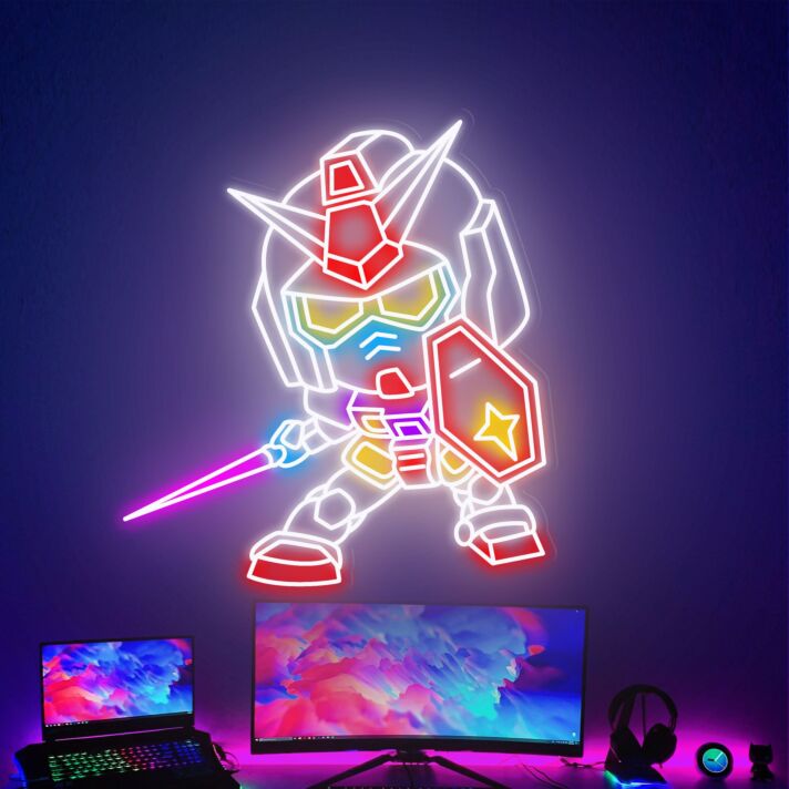 Brighten Up Your Kids' Space and Celebrate in Style: Gundam Robot Anime Neon for Bedroom Decor, Parties, and Unique Graduation Gifts for Teens.