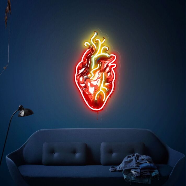 Brighten Your Bedroom, Office, or Halloween Party with the Human Heart UV Neon Sign LED Light – The Perfect Accent for a Heartfelt Wall Decoration