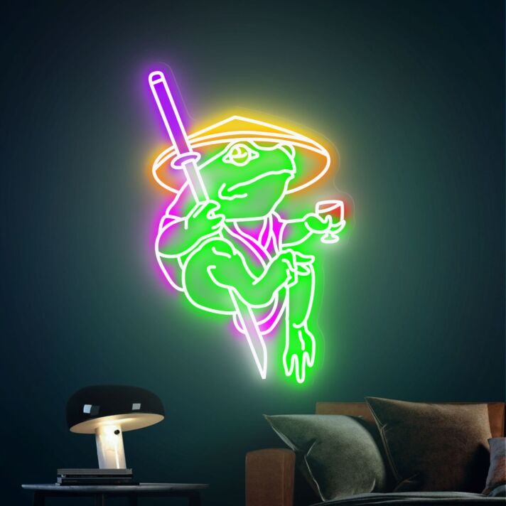 Brighten Up Your Space: Ninja Frog Neon Sign Samurai Sword Neon Sign Perfect for Game Rooms, Bars, and Teen Bedrooms