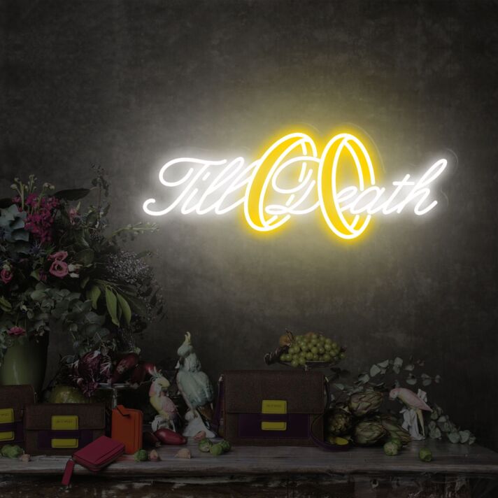 Brighten Your Special Day and Nights: Till Death Wedding Neon Sign Backdrop - Perfect for Weddings, Celebratory Events, and Romantic Home Decor.