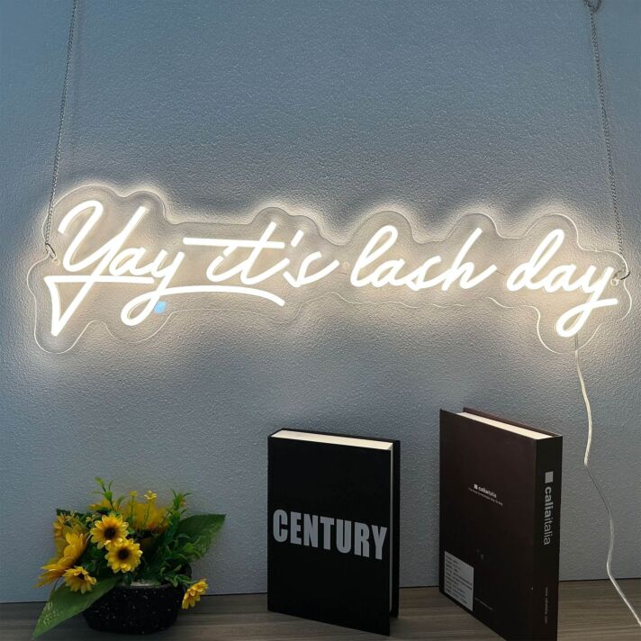 Brighten Your Lash Salon, Beauty Spot, or Home Vanity with the Yay It S Lash Day Led Neon Sign - Perfect for Professional Decor and Special Celebrations