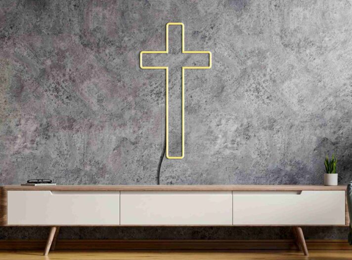 Brighten Your Spiritual Space: Cross Neon Sign Jesus Neon Christian Cross Wall Art Perfect for Home, Office, Worship Areas, and Special Celebrations.