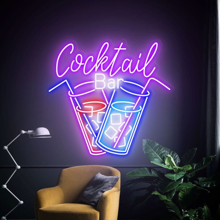 Brighten Up Your Celebrations and Cocktails with the Vibrant Cocktail Bar Led Neon Sign for Bar, Wedding, and Party Decor.