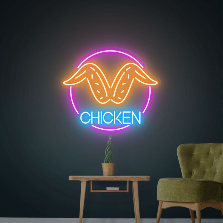 Brighten Your Kitchen, Diner, or Restaurant Atmosphere with Fried Chicken Wings Led Neon Sign Chic Birthday Decor