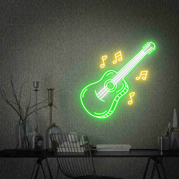 Brighten Up Your Space: Perfect for Home Decor, Office Ambiance, or as a Vibrant Addition to Bar, Pub, Club, and Live Show Settings with the Guitar Led Neon Sign Wall Art.