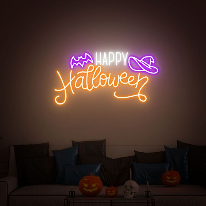 Brighten Up Your Spooky Celebrations and Home Ambiance with Halloween Decor LED Neon Sign for Parties, Events, and Wall Decor.