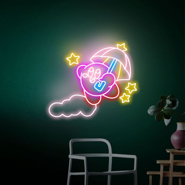 Elevate Your Gaming Room and Celebrations: Kirby Decor Gaming Room Decor Japanese Led Neon Sign, Perfect for Home, Office, Parties, and Special Occasions.