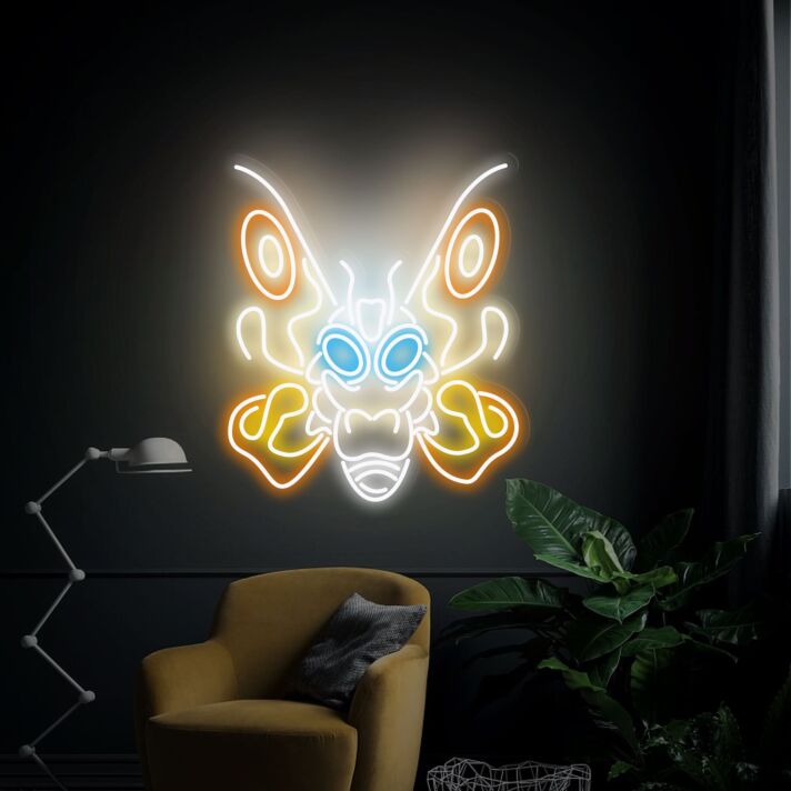 Brighten Your Child's Room, Play Area, and Birthday Celebrations with Mothra Led Neon Sign Japanese Movie Gifts For Kids Wall Decor.