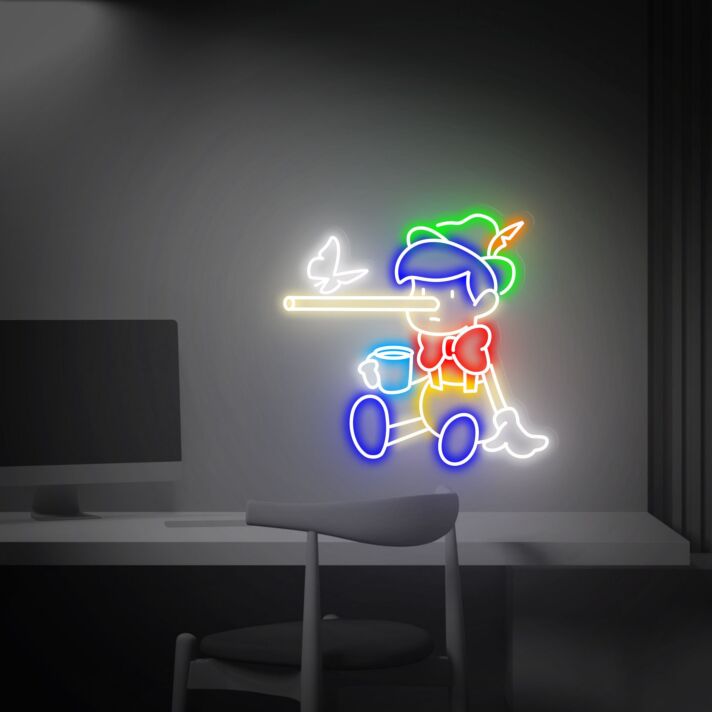 Brighten Your Fairy Tale Dreams: Pinocchio Led Neon Sign Perfect for Kids' Rooms, Play Areas, and Themed Parties