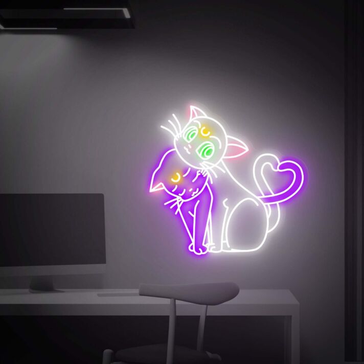Enhance Your Space: Sailor Moon Cat Led Neon Sign for Anime Wall Art Decor - Perfect for Bedrooms, Offices, and Themed Parties