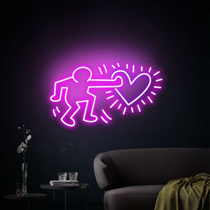 Brighten Your Special Moments: Send Love Keith Haring LED Neon Sign - Perfect for Weddings, Couples' Gifts, and Artistic Home Decor.