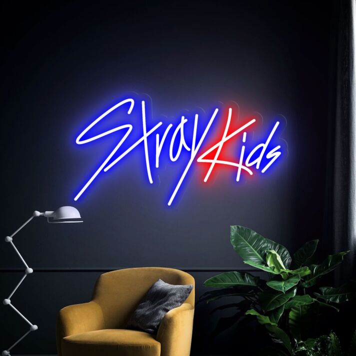 Brighten Up Your Space: Stray Kids Led Neon Sign K-Pop Room Wall Decor Perfect for Bedroom Ambiance, Party Vibes, and Fan Merch Display.