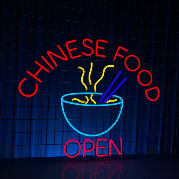 Brighten Your Eatery and Celebrate with Style: Chinese Food Open Led Neon Sign Noodle Food Store Wall Deco for Restaurants, Bars, and Festive Events.