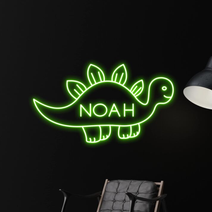 Brighten Up Your Child's Space: Dinosaur LED Sign Custom Name Neon Light for Kid's Room, Playroom, and Birthday Celebrations