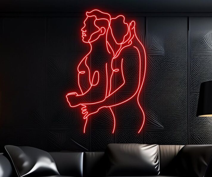 Brighten Up Your Space: Gay Couple Making Love Naked Male Led Neon Sign, Perfect for Diverse Settings like Home Decor, Gay Clubs, Boutique Bars, and Themed Parties.