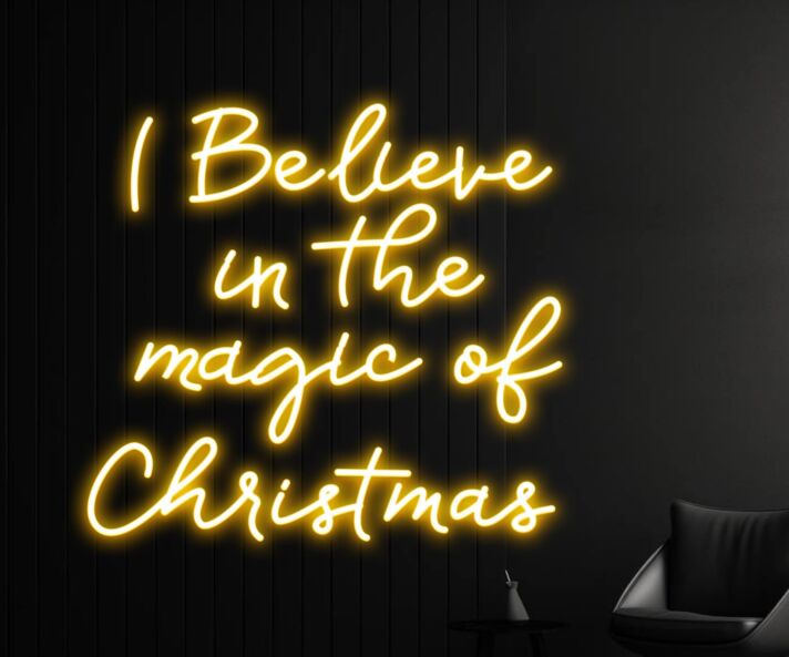 Brighten Your Holiday Spirit in Any Setting: Home, Office, or Store with the I Believe In The Magic Of Christmas Led Neon Sign Believe Neon Led Sign.