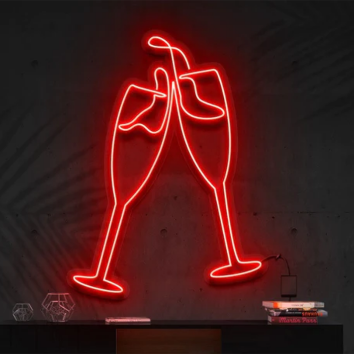 Champagne Glass Cheers LED Sign